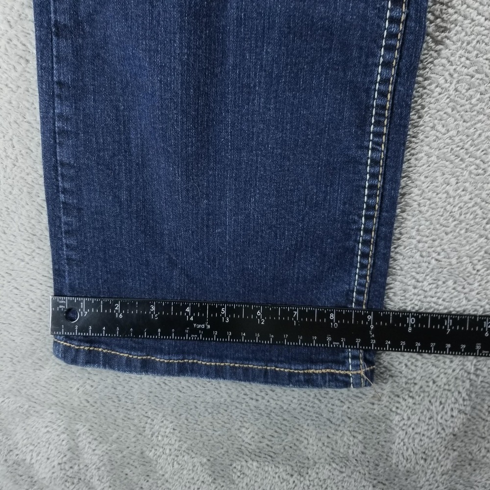 Amethyst Jeans Womens 16 Blue Bootcut Mid Rise Distressed Embroidered Studded - Picture 8 of 9